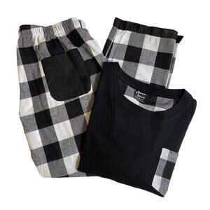 Mainstreet Collection 2 piece Black and White Pajamas, Flannel, Cotton, Size M/L